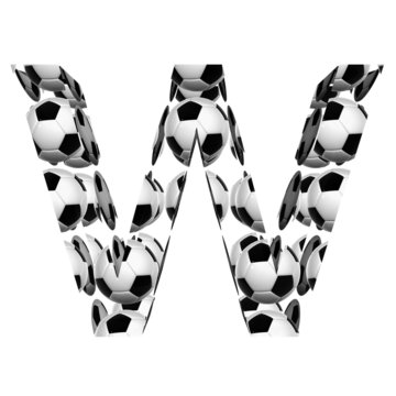 High resolution conceptual font made of soccer balls isolated