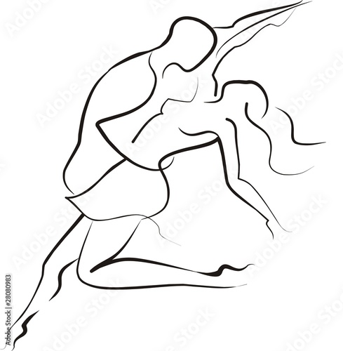 Naklejka - mata magnetyczna na lodówkę ballroom dancing couple sketch