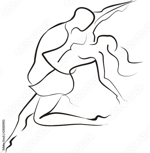 Naklejka ścienna ballroom dancing couple sketch