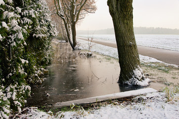 Poster - Wassergraben im Winter - water ditch in winter 04