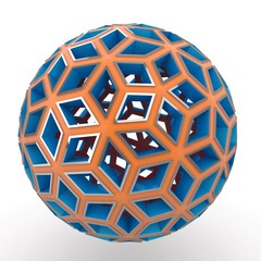 Wall Mural - 3d decorative orange and blue sphere