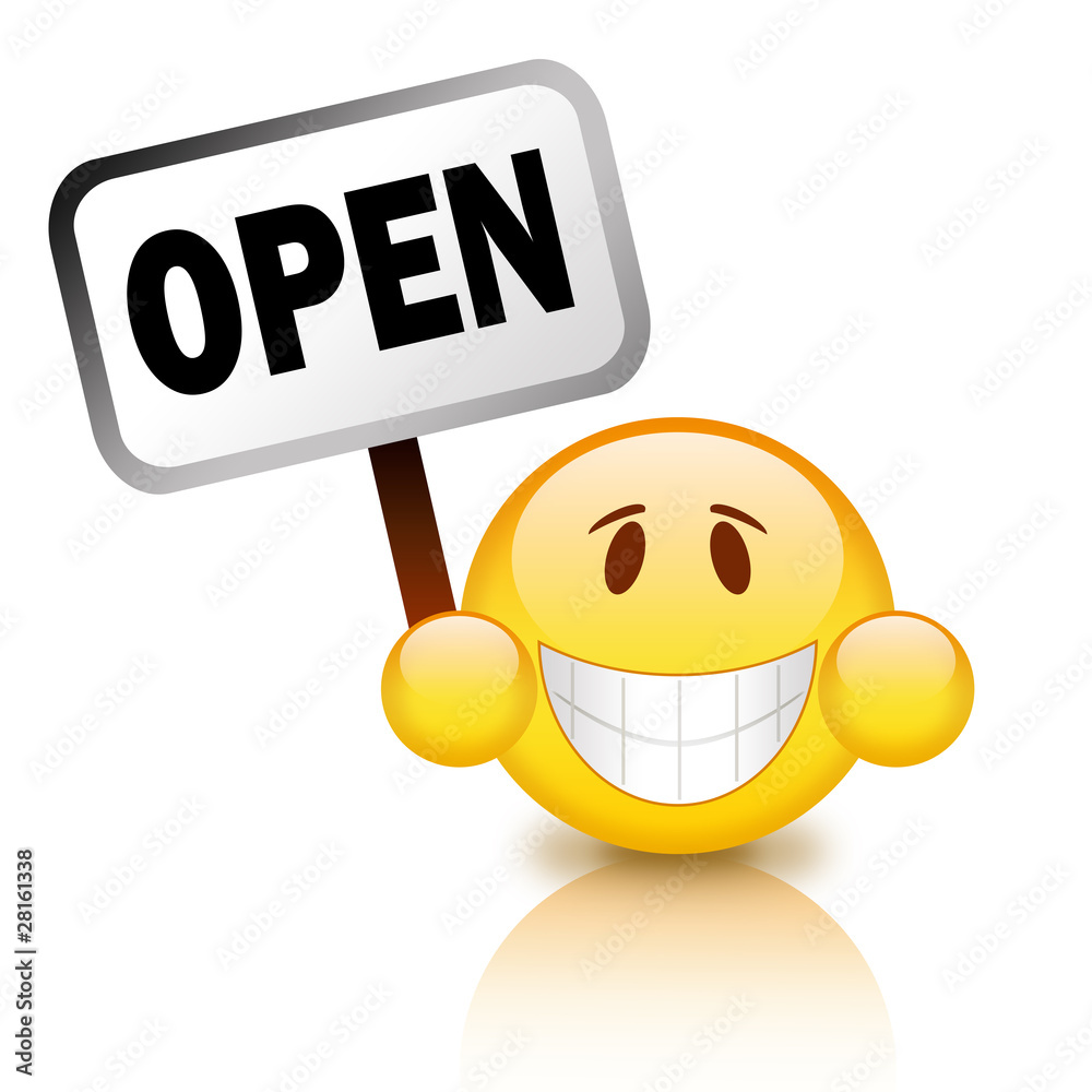Sticker Cartoon Open Open cartoon icon Stock Illustration | Adobe Stock