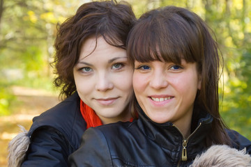 girls in autumn park