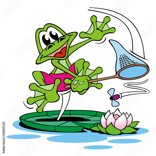 Foto-Duschvorhang nach Maß - Frog Catching a Fly (von jokatoons)