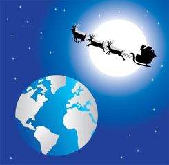 Wall Mural - holiday background with santa in space