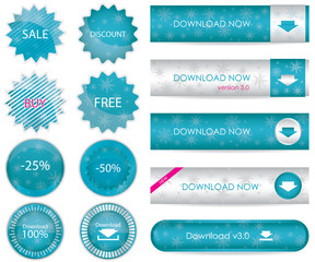 Wall Mural - blue website download buttons with snowflakes