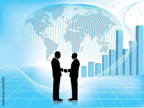 Fotografija Handshake with world map in background