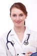 © volff - Portrait of a positive smiling woman in medical uniform.
