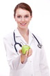© volff - Doctor with an apple in her hand. Isolated on a white.