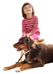 Wall Mural - little girl and her dog