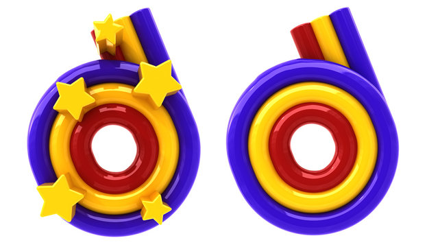 Rainbow and star font letter