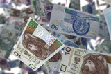 Fototapeta  - Polskie Banknoty    Spadające banknoty - deszcz pieniędzy