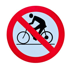 prohibition bicycle warning sign isolated