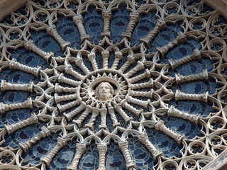 Wall Mural - Orvieto Duomo facade.The delicately carved rose window