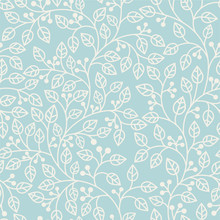 Blue Seamless Pattern With Leaves