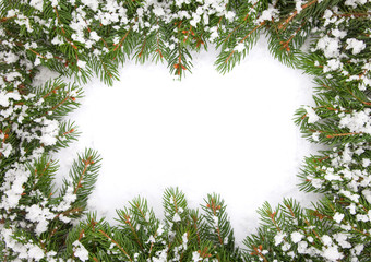 Christmas framework with snow isolated on white background