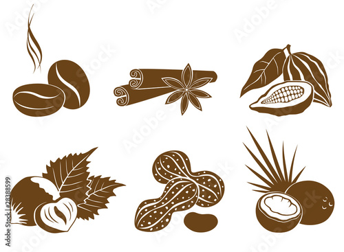 Naklejka - mata magnetyczna na lodówkę Set of vector icons dessert ingredients