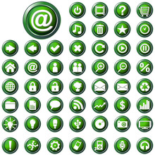 Vector Large Set Of Glossy Green Web Buttons