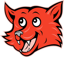 Cartoon Red Fox Head Smiling