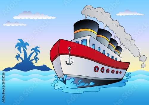 Fotografía Steamship sailing in sea