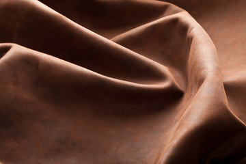 close-up photo of brown leather ripples
