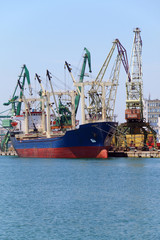 Cargo ship moored in port