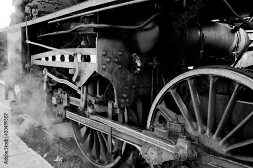 Naklejka ścienna Wheels of an old steam locomotive