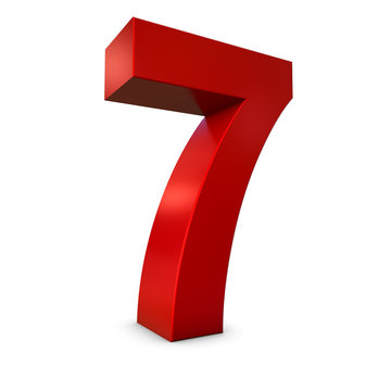 Chiffre 7 3d rouge