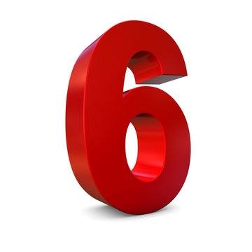 Chiffre 6 3d rouge
