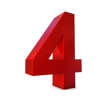 Chiffre 4 3d rouge