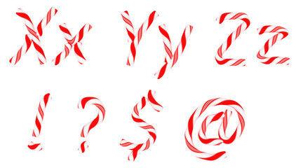 Wall Mural - Candy cane font X-Z letters and symbols