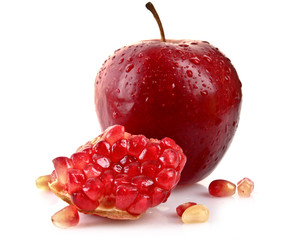 Sticker - apple and pomegranate isolated on white