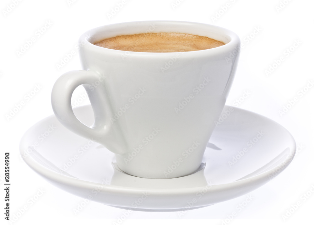 Cup of espresso Coffee isolated over white - obrazy, fototapety, plakaty 