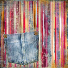 Vintage Striped Background With Denim Pocket