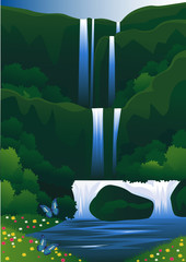 Wall Mural - beautiful waterfall