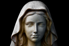 Holy Mary Statue Portrait Isolated On Black