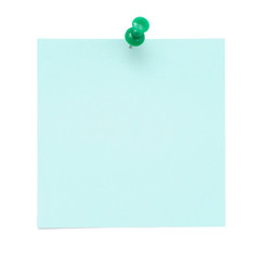 Blue post it note with pushpin