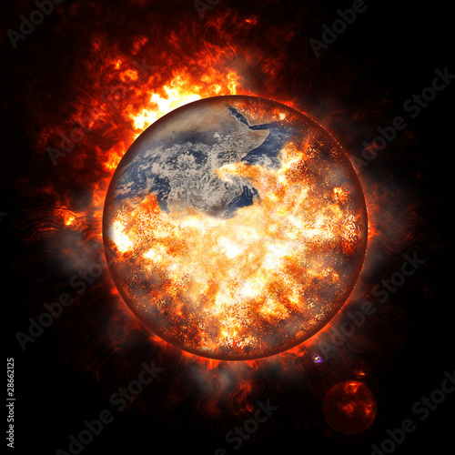 Fotografie, Obraz Illustration of an exploding planet earth