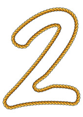 Navy Sailor-Style Isolated Rope Alphabet Number 2