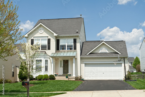 Fotografie, Obraz Front View Single Family Small House Suburban Maryland USA