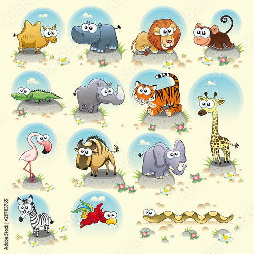 Naklejka - mata magnetyczna na lodówkę Savannah animals. Vector isolated characters.