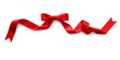 Red satin ribbon with bow isolated on white background