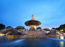 Nightshot Of La Rotonde Fountain - The Central Roundabout In Aix