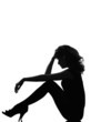 silhouette woman sitting sad pensive