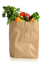 Fruits And Vegetables In Grocery Bag