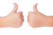 Kid's hands showing thumbs up gesture