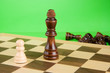 Leinwandbild Motiv chess piece on green background