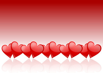 Poster - valentines bacground with red hearts