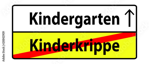 Schild Hinweis Hinweisschild Kindergarten Kinderkrippe – Stock