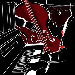 Wall Mural - Vector illustration of a Jazz piano and double-bass